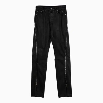 Rick Owens Men's Black Denim Jeans With Zipper Detail