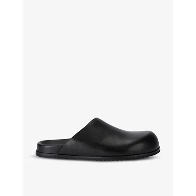 RICK OWENS MENS BLACK GRANOLA SLIP-ON FLAT LEATHER MULES EUR 46 / 12 UK