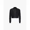 Rick Owens Mens Black Stand-collar Leather-trim Woven Bomber Jacket In Black