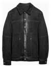 Rick Owens Black Washed-effect Denim Jacket In Grey