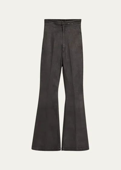 Rick Owens Men's Bolan Waxed Denim High-rise Pants In Black/black