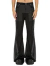 Rick Owens Flared Denim Trousers Sheer Fabric In Black