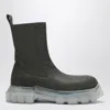 Rick Owens Dark Green Tractor Ankle Boots With Elastic Gussets In Green