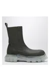 Rick Owens Dark Green Tractor Ankle Boots With Elastic Gussets