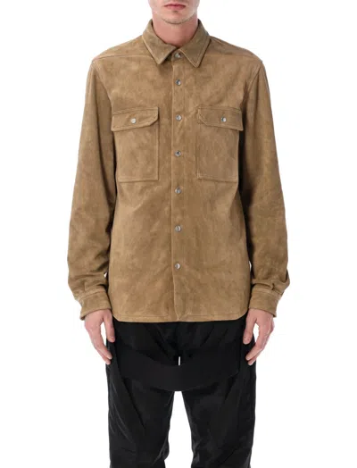 Rick Owens Men Brown Shirt Collar Jacket