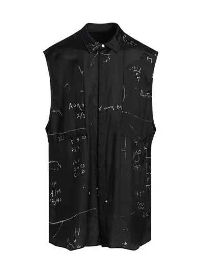 Rick Owens Men's Camicia Senza Abstract Vest In Black