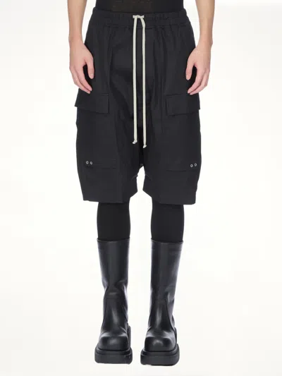 Rick Owens Drawstring Cargo-pocket Shorts In Black