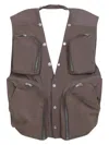 Rick Owens Cargo Vest With Open Back And High Collar In Grey