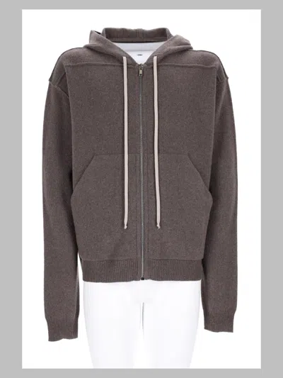 Rick Owens Brown Hooded Cashmere-wool Blend Jacket