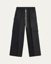 Rick Owens Men's Coated Linen Cargo Belas Pants In Black