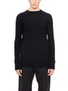 Rick Owens Black Long Sleeve Crewneck Sweater Top In Black