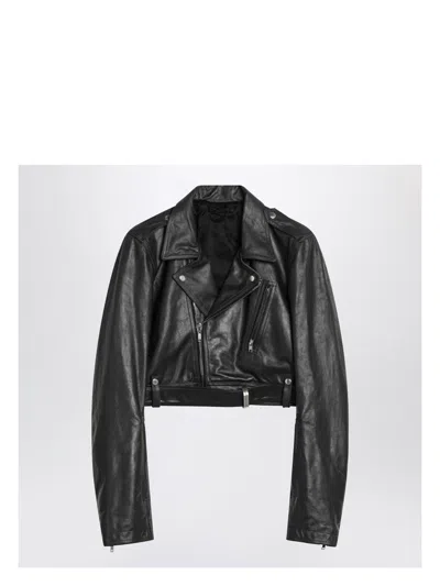 RICK OWENS MEN'S CROPPED BIKER LEATHER JACKET