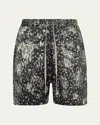 Rick Owens Men's Cupro Wolfish-print Boxer Shorts In Black/pearl