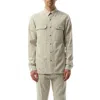 Rick Owens Off-white Hollywood Outershirt Leather Overshirt In Dinge