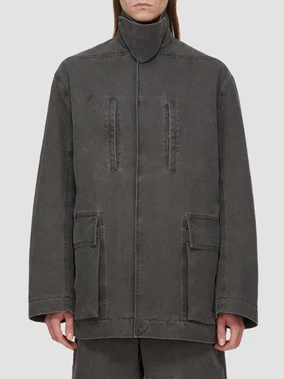 Rick Owens Denim Oversized Jacket In Gray