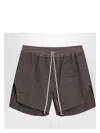 Rick Owens Straight Elastic Waistband Frayed Hem Shorts In Grey