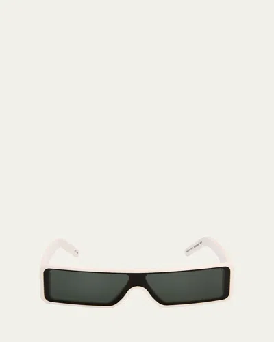 Rick Owens Men's Fog Acetate Rectangle Sunglasses In Pearl/forrest