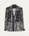 Rick Owens Men's Gauze Wolfish-print Larry Shirt In Black/pearl