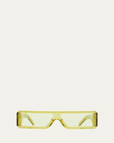 RICK OWENS MEN'S GETHSHADES ACETATE AND NYLON FLAT-TOP RECTANGLE SUNGLASSES