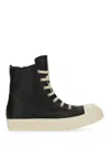 Rick Owens Men Leather High-top Sneakers In Black