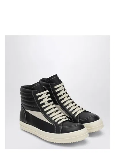 Rick Owens Men's High Vintage Black/white Leather Sneaker | Size 44 | Ru01e5896lcolvs