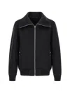 Rick Owens Black Rain Bomber Jacket With High Neck And Functional Pockets In Nero