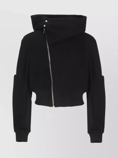 RICK OWENS MEN'S HOODED BOMBER JACKET WITH ELASTIC HEM