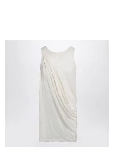 RICK OWENS MEN'S IVORY TANK TOP WITH DRAPING