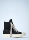 Rick Owens Leather High-top Sneakers Contrast Sole In Black