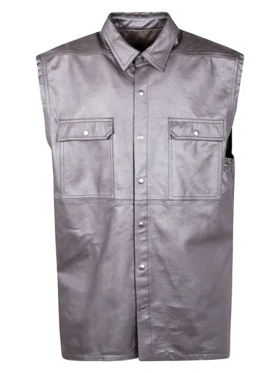 RICK OWENS MEN'S JUMBO SLEEVESLESS LEATHER JACKET