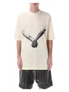 Rick Owens Relaxed Fit Graphic Print T-shirt With Nude Background In Natrual Black