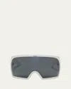 Rick Owens Men's Kriester Square Nylon Sunglasses In Transparent/black