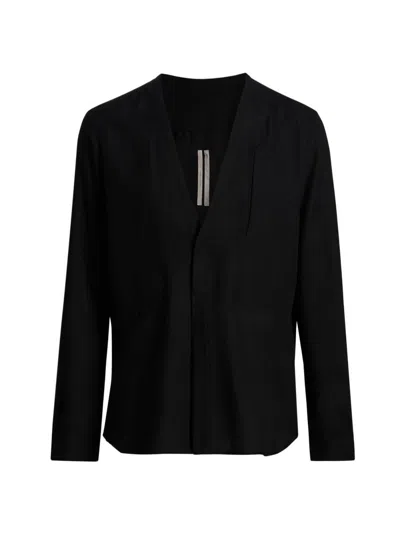 Rick Owens Men's Larry Fogpocket Surplice V-neck Wool Shirt In Black