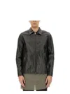 Rick Owens Calf Leather Bauhaus Jacket With Classic Collar