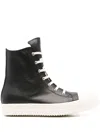 Rick Owens Men Leather High-top Sneakers In Black