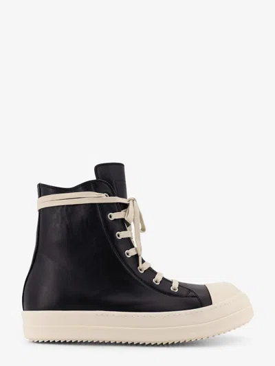 Rick Owens Men Leather High-top Trainers In Black