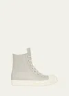 Rick Owens Scarpe In Pelle Sneakers In Pearl/milk/milk