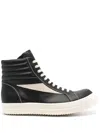 Rick Owens Vintage Suede-trimmed Leather High-top Sneakers In 911 Black/milk