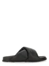 Rick Owens Twisted Design Lamb Leather Slides In Black