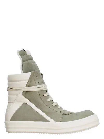 Rick Owens Men's Leather Sneakers Geobasket Celadon