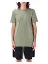 Rick Owens Celadon Cotton T-shirt With Elongated Hem In Celadon