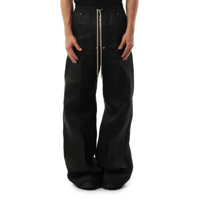 RICK OWENS MEN'S LINEN WIDE BELA PANTS