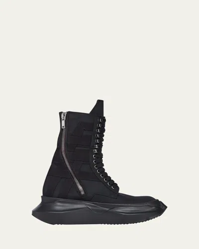 Rick Owens Men's Low Army Abstract Combat Boots In Black