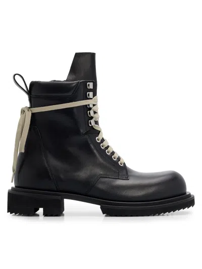 RICK OWENS MEN'S LOW ARMY GABE LEATHER BOOTS