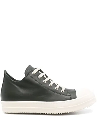Rick Owens Men Low Sneaks In Grain Calf Leather In Black