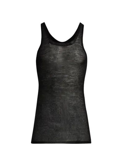 Rick Owens Men's Maglia Cashmere Knit Tank In Black