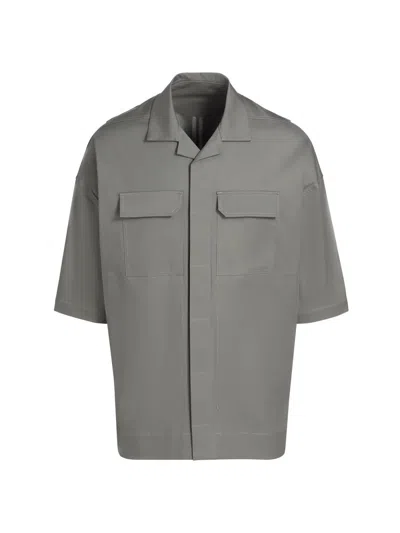 Rick Owens Men's Magnum Tommy Stretch-cotton Camp Shirt In Gray