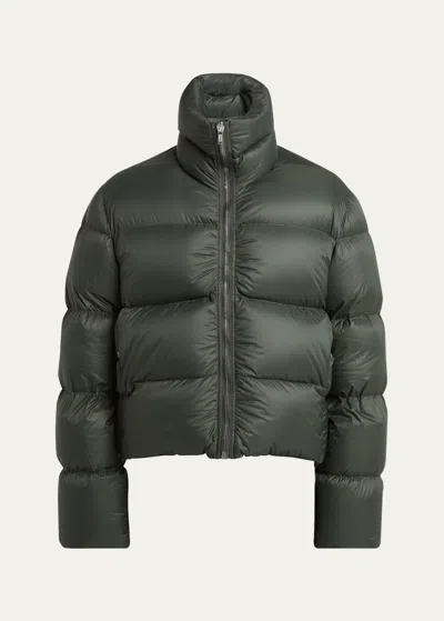 Rick Owens Men's Matte Nylon Puffer Coat In Forest