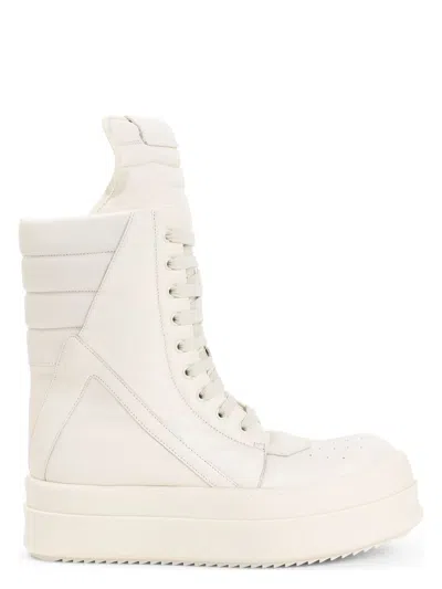 RICK OWENS MEN'S MEGA GEOBASKET SNEAKERS MILK COLOUR