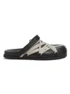 Rick Owens Megalace Mule Granola Black Leather Sandals In Multi
